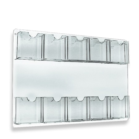 Azar Displays Ten Pocket Tri-Fold Wall Rack, Clear, Vertical, 24"W x 16"H, 2PK 252069